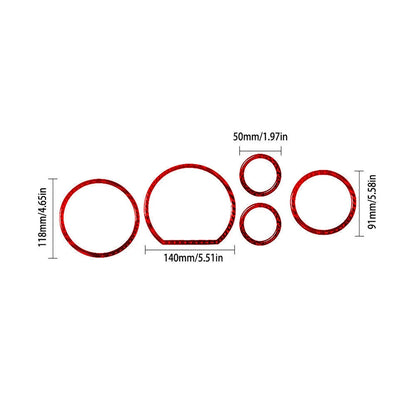5x Red Carbon Fiber Speedometer Cover Trim for Toyota Tundra (2007-2013)