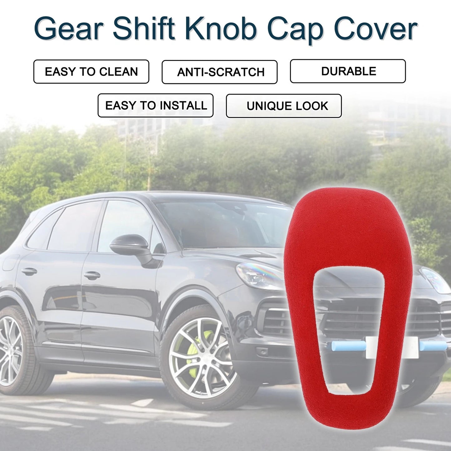 Gear Shift Knob Cap Cover for Porsche Cayenne Red Console 1 Pcs (2018-2025)