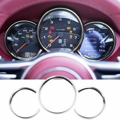 3PCS Silver Center Dashboard Covers Trim fit For Porsche 718 Boxter Cayman 2013+