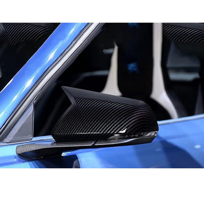Carbon Style Horn Mirror Cover for 2015-2022 Ford Mustang with LED Signal