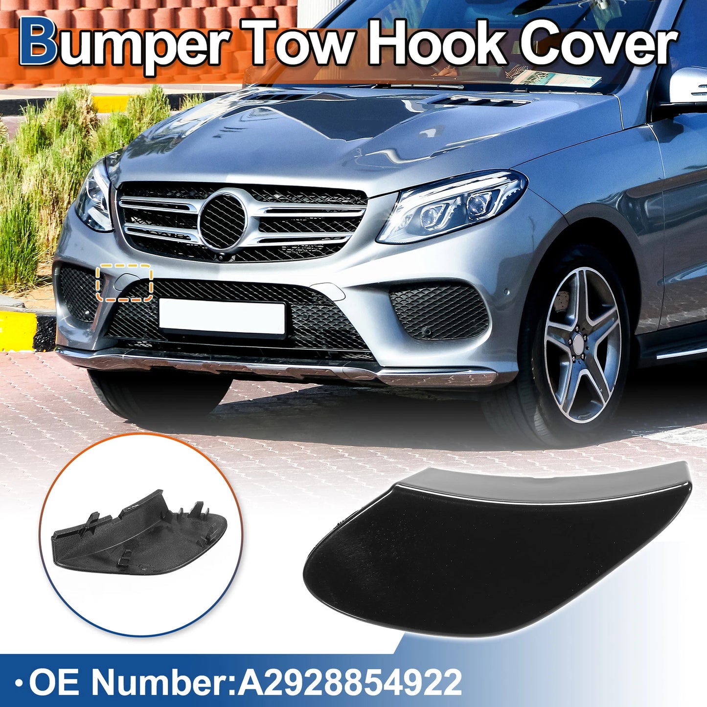 Bumper Tow Hook Cover for Mercedes-Benz GLE X166 (2016-2023) Black