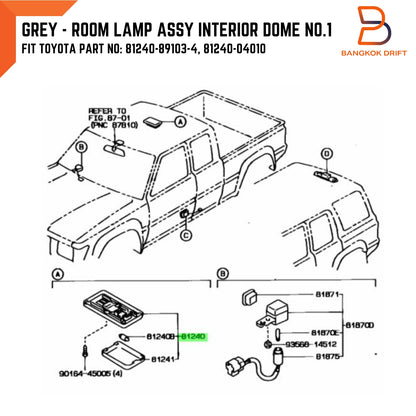 Dome Cabin Light Lamp for Toyota Hilux Ute LN145 LN165 LN174 (1997-2004)