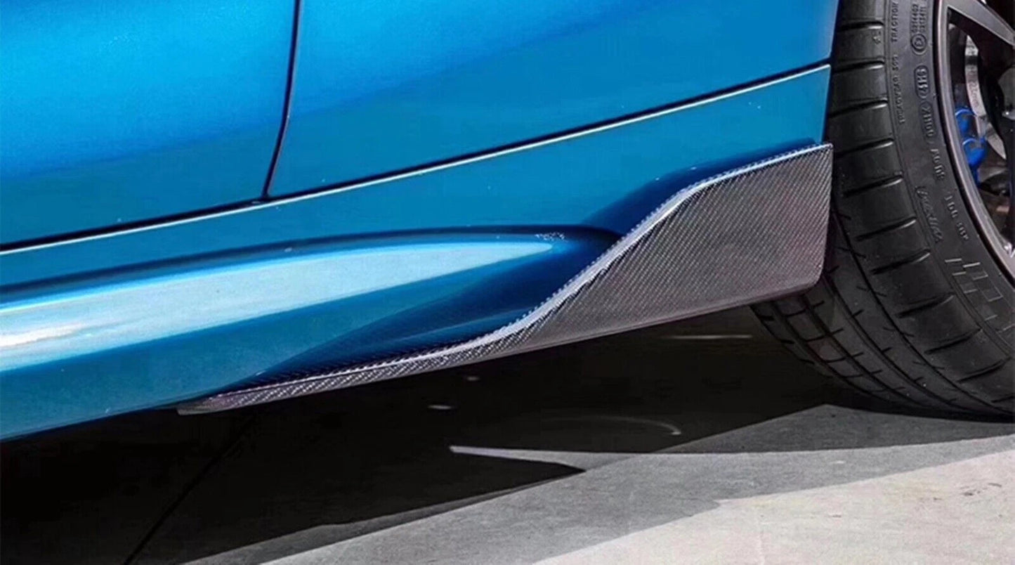 2 x Carbon Fiber Side Skirt Splitter Lip Spoilers for 2016-2021 BMW F87 M2
