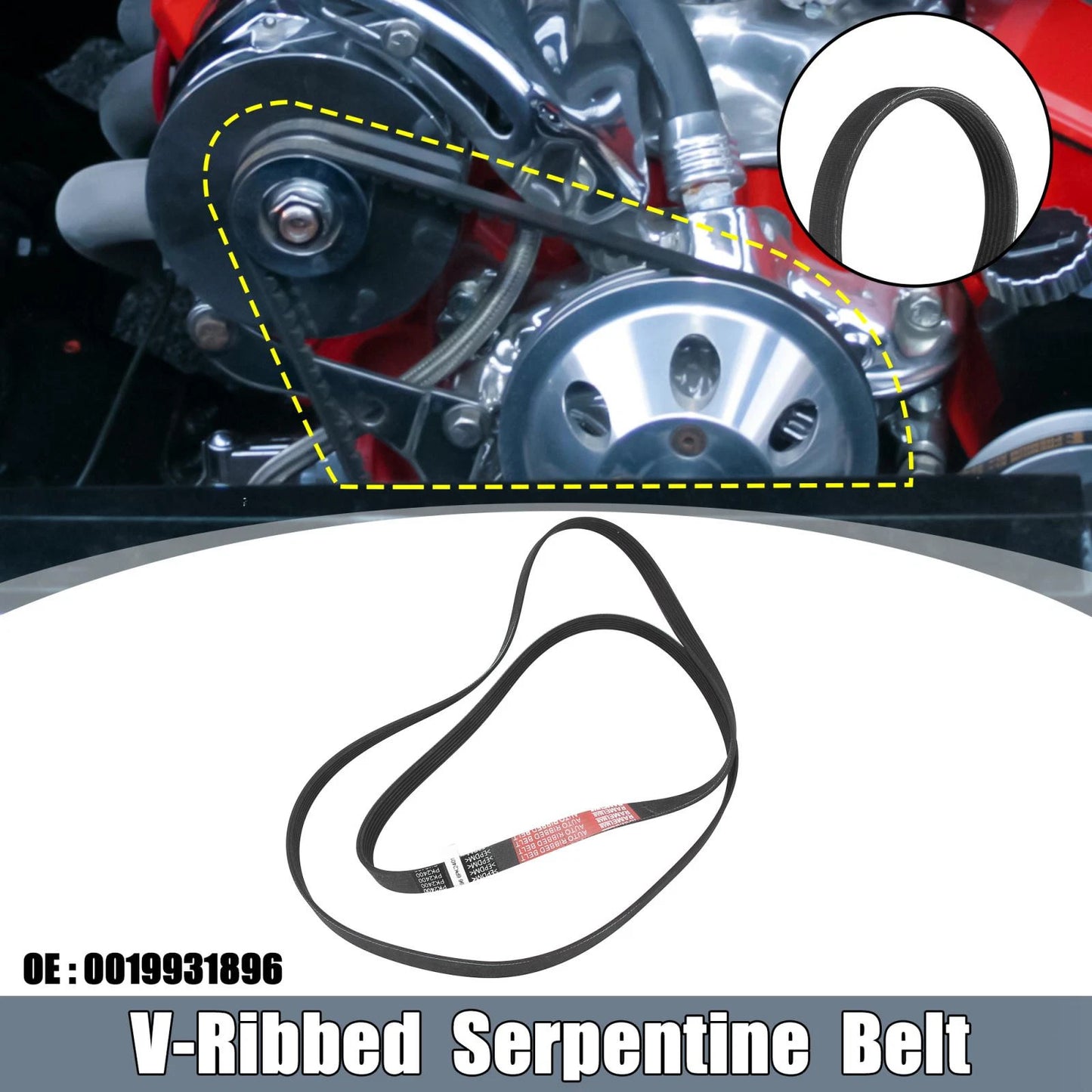 Rubber V-Ribbed Serpentine Belt 6PK2401 for Mercedes-Benz C230 (2006-2007)