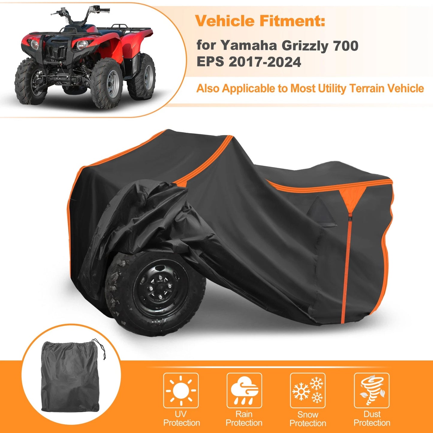 Waterproof Oxford ATV Cover / ATV Cover for Yamaha Grizzly 700 EPS