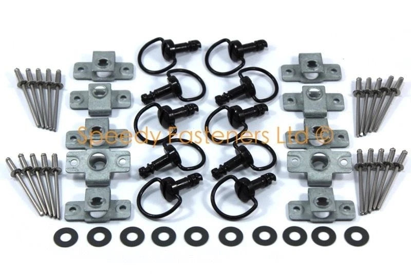 Dzus Fixation 10 x Moto Tête de Fourche Carénages Attaches Noir Anneau Bail