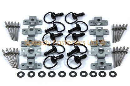 Dzus Fixation 10 x Moto Tête de Fourche Carénages Attaches Noir Anneau Bail