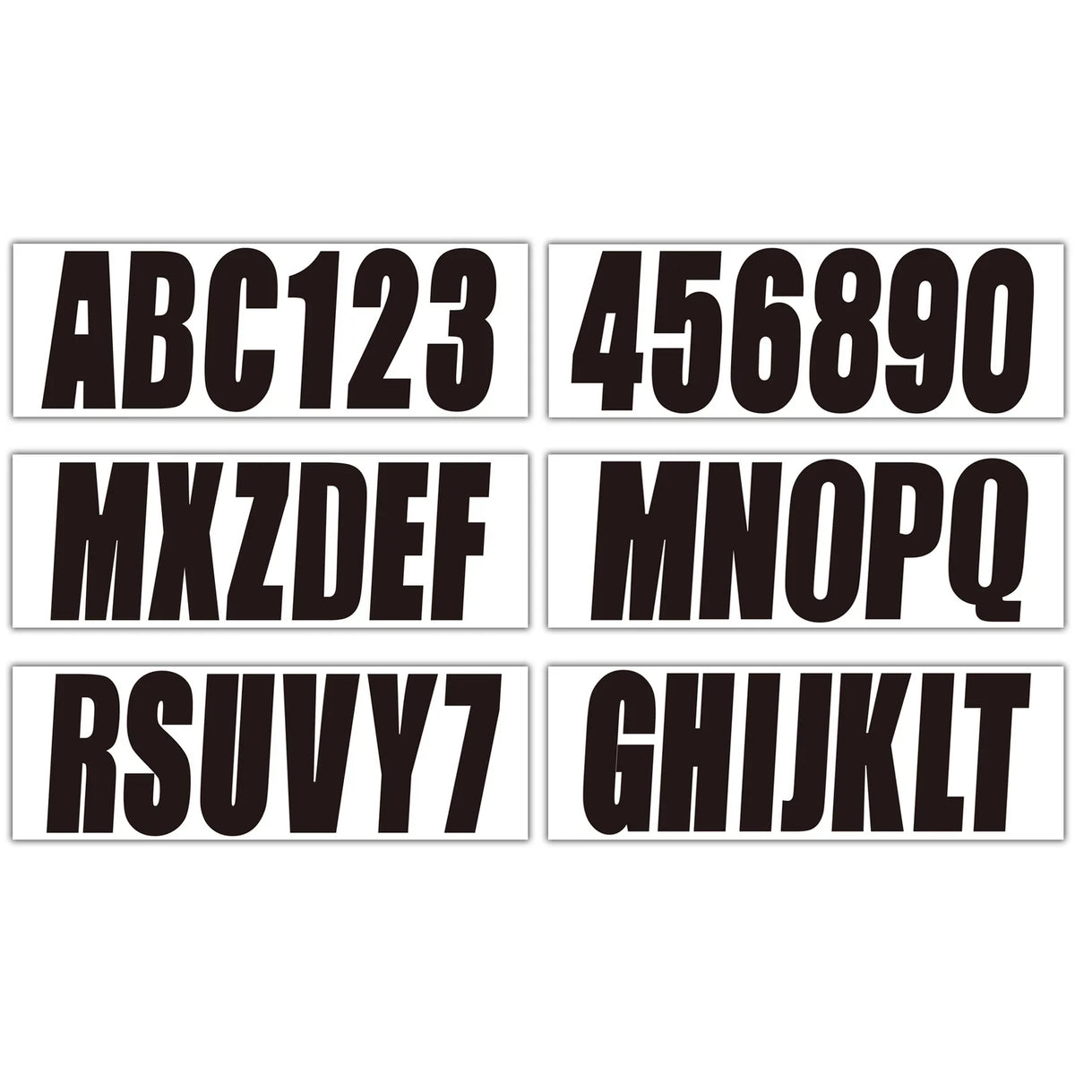 4 x Boat Registration Decals A-Z & 0-9 Black