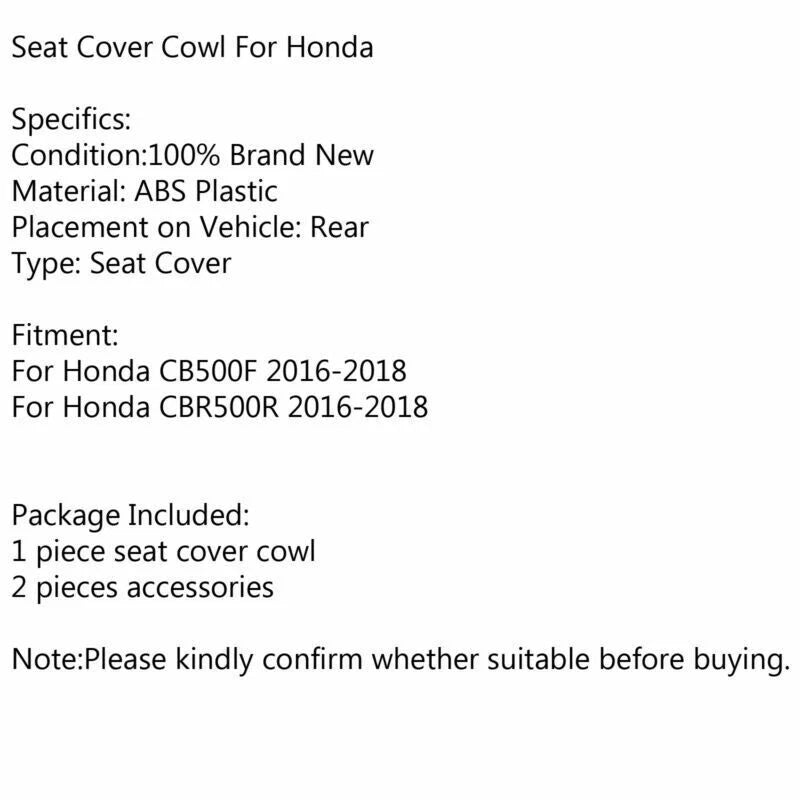 Rear Pillion Cover for Honda CB500F CBR500R (2016-2024)