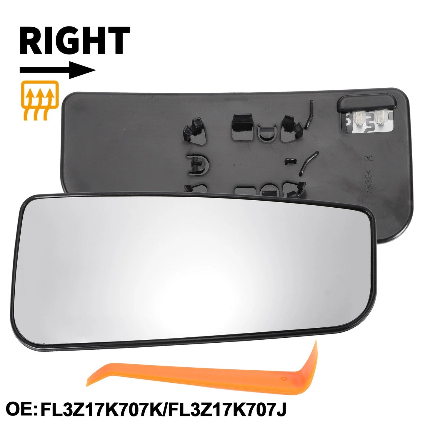Heated Right Passenger Side Tow Mirror Glass Replacement for Ford