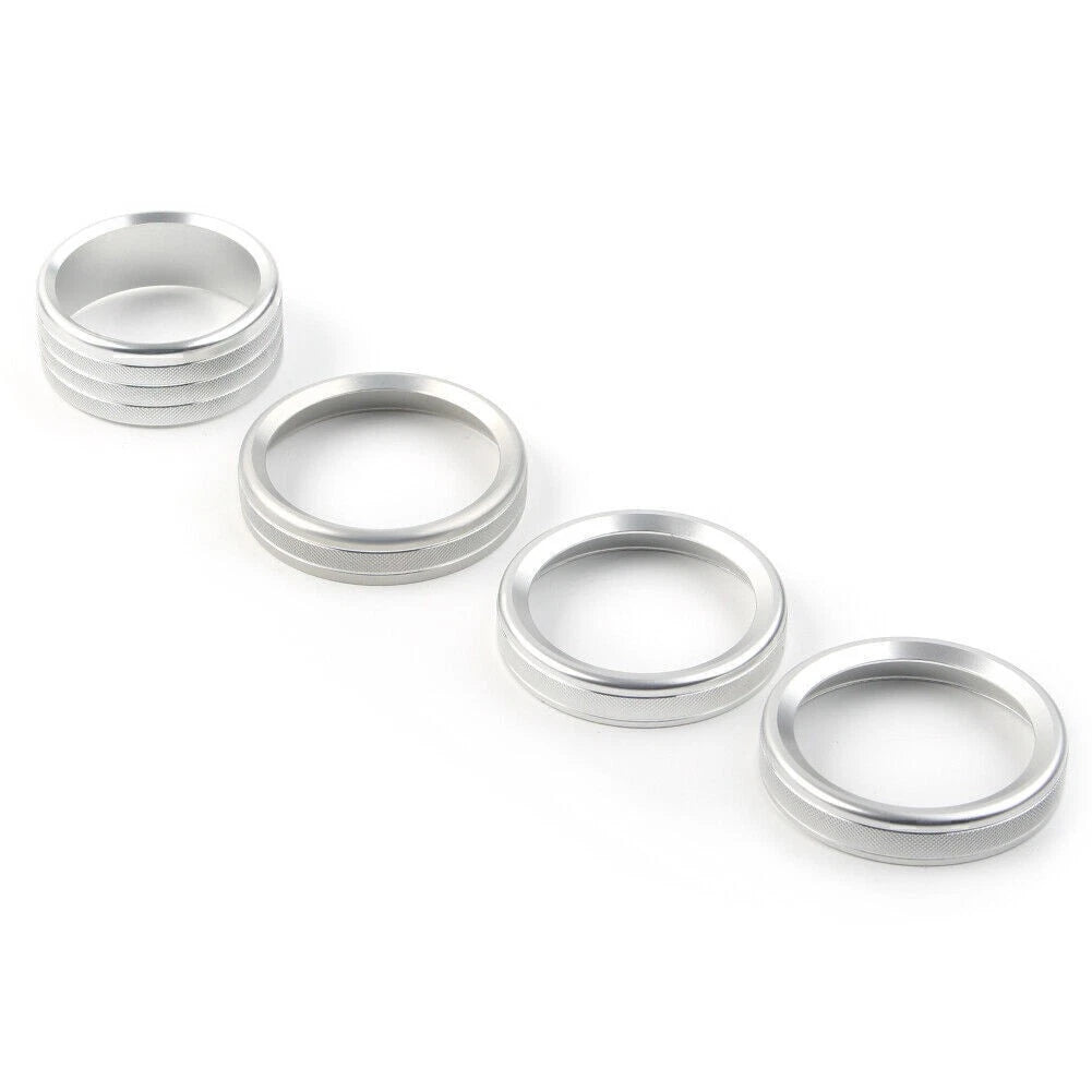 4 x Silver Air Conditioner Switch Knob Ring Covers for Jeep Wrangler (2018-2020)