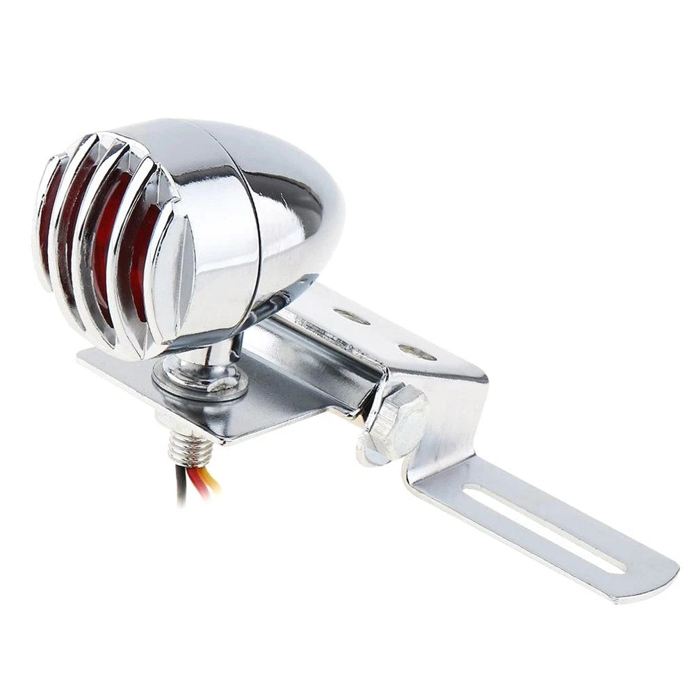 Chrome Retro Tail Brake Light & Rear License Plate Bracket for Honda