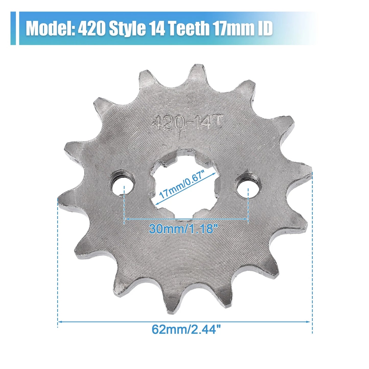 Sprocket / 14T 17mm ID / Front Engine Sprocket for Dirt Pit Bike ATV