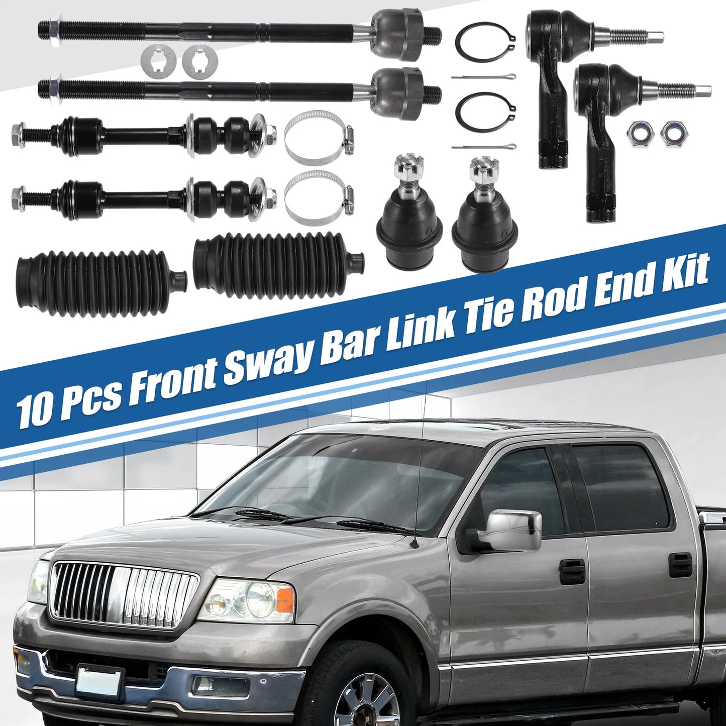 10 Pcs Sway Bar & Tie Rod Kit for Ford F-150 (2004-2023)