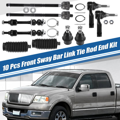 10 Pcs Sway Bar & Tie Rod Kit for Ford F-150 (2004-2023)
