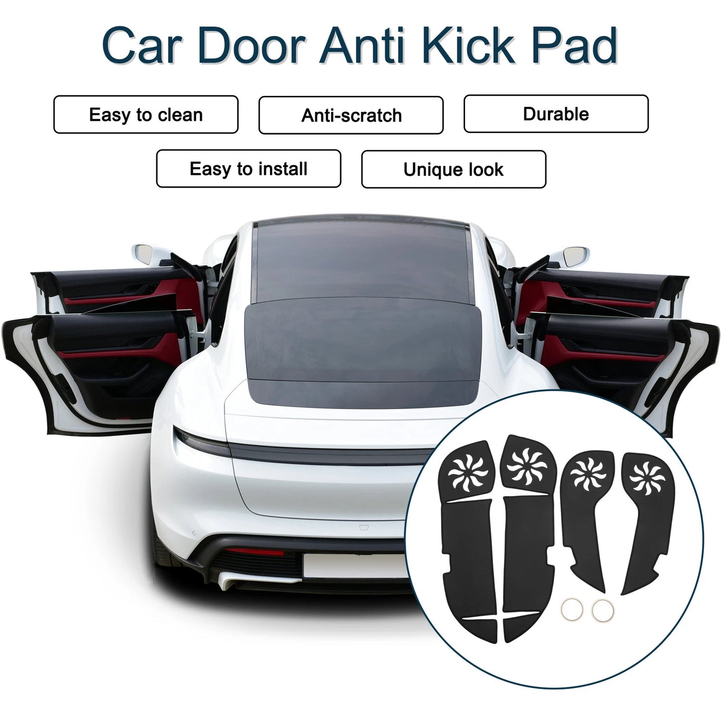 Car Door Anti Kick Pad Sticker Protector for Lexus RX200 (2016) - Black Set