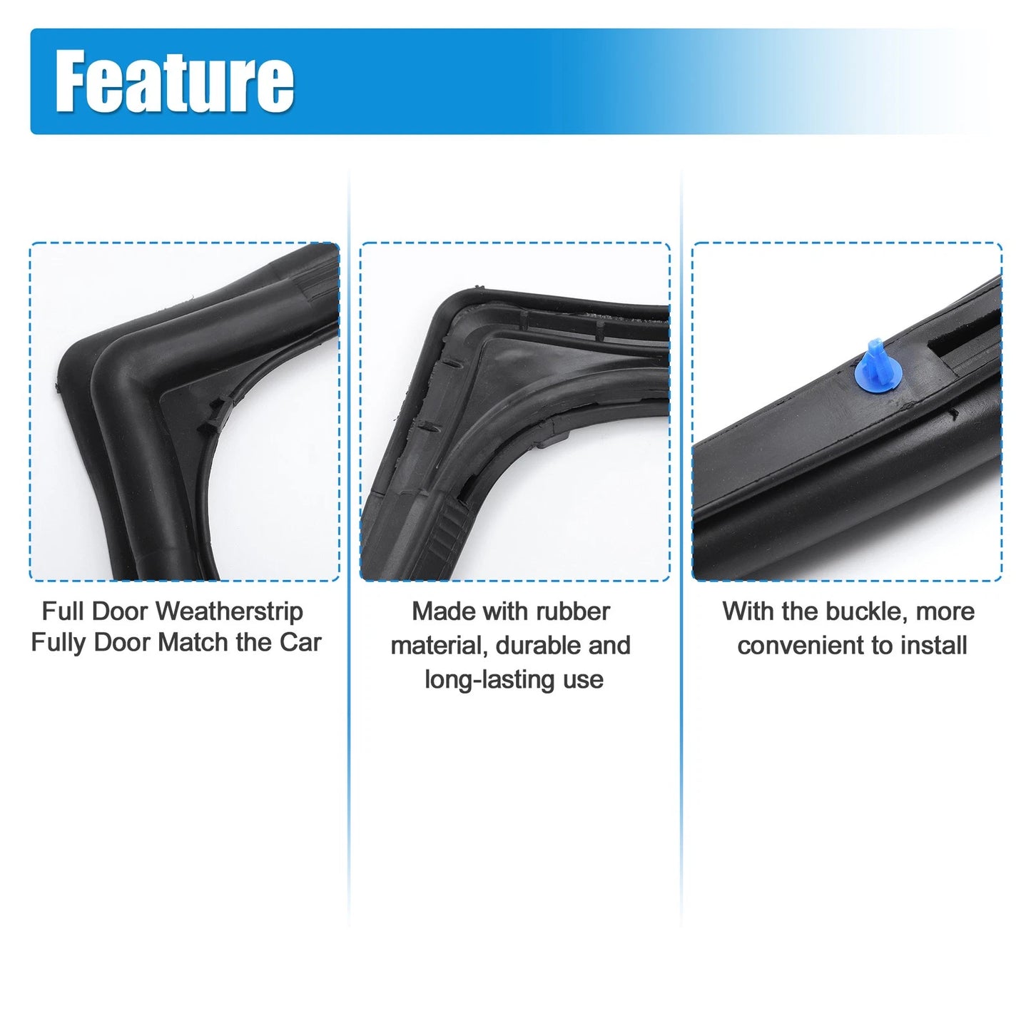 Front Door Felt Gasket Trim Seal for Jeep Wrangler (2007-2018)