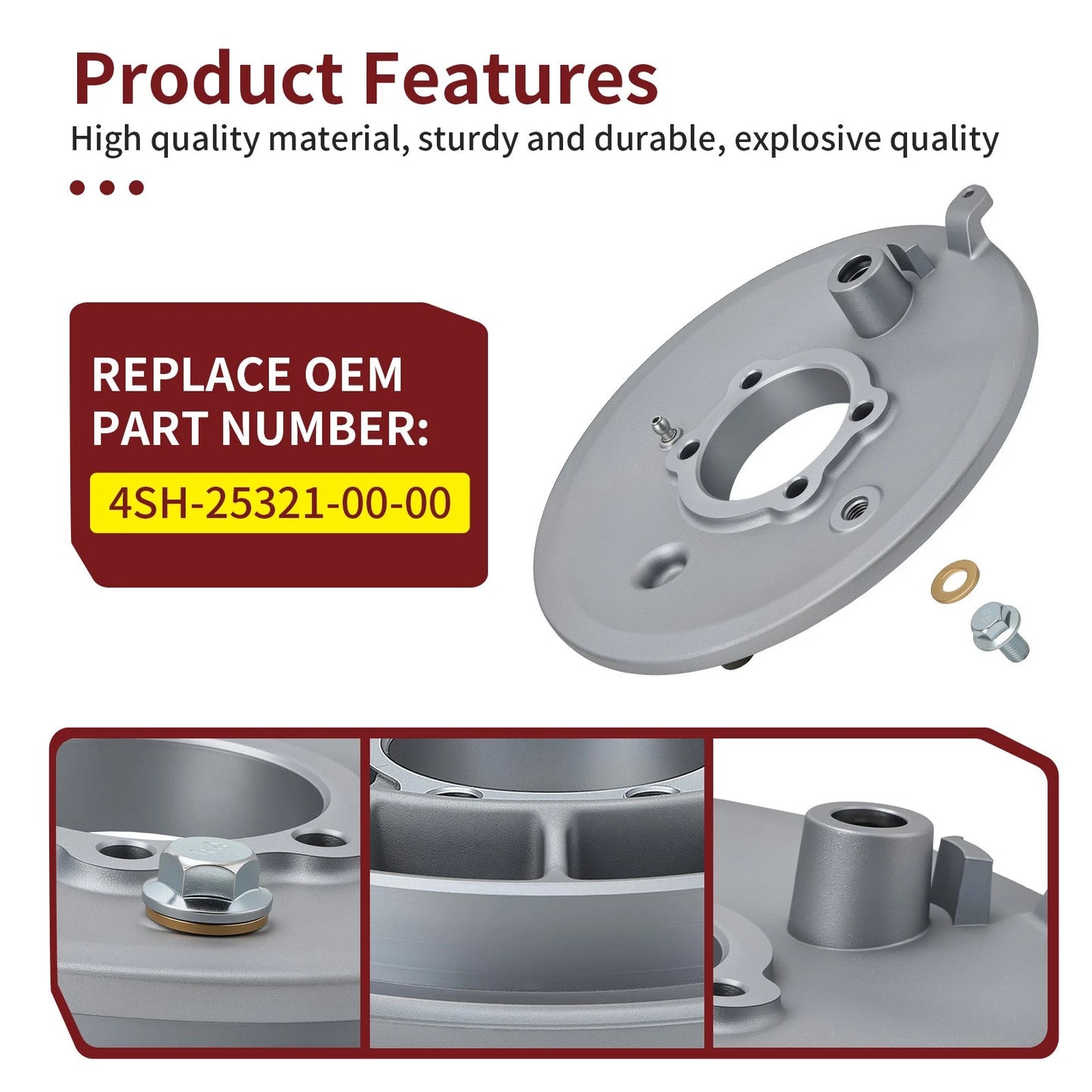 Rear Brake Drum Backing Plate for Yamaha Big Bear 350 4x4 YFM350FW 1996-1999