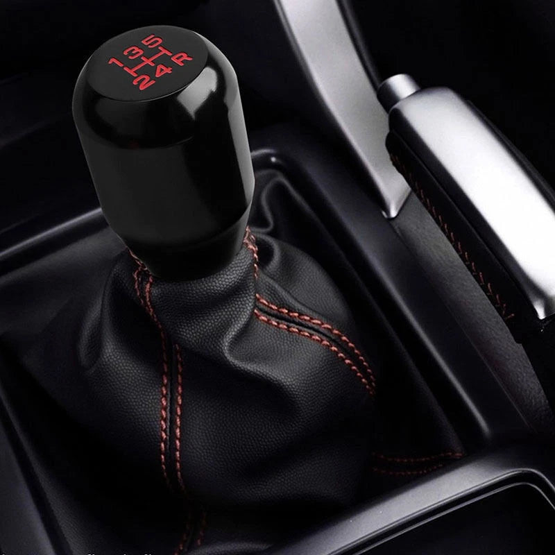 Stitch Leather Manual Shift Boot + R-T Black 5-Speed Shifter Knob for Honda