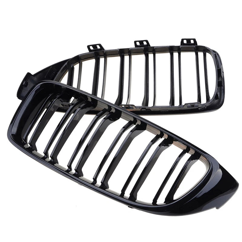 Gloss Black Dual Slat Front Bumper Grille for BMW F32 F36 F82 4-Series (2014-2020)