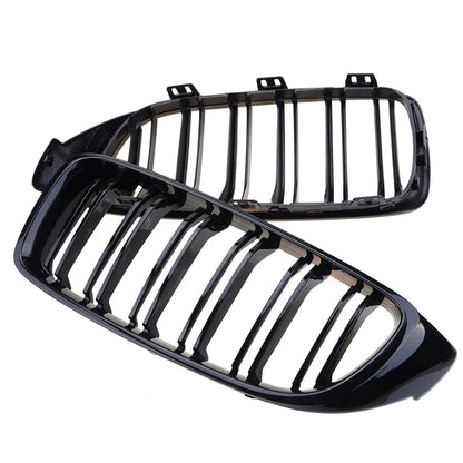 Gloss Black Dual Slat Front Bumper Grille for BMW F32 F36 F82 4-Series (2014-2020)