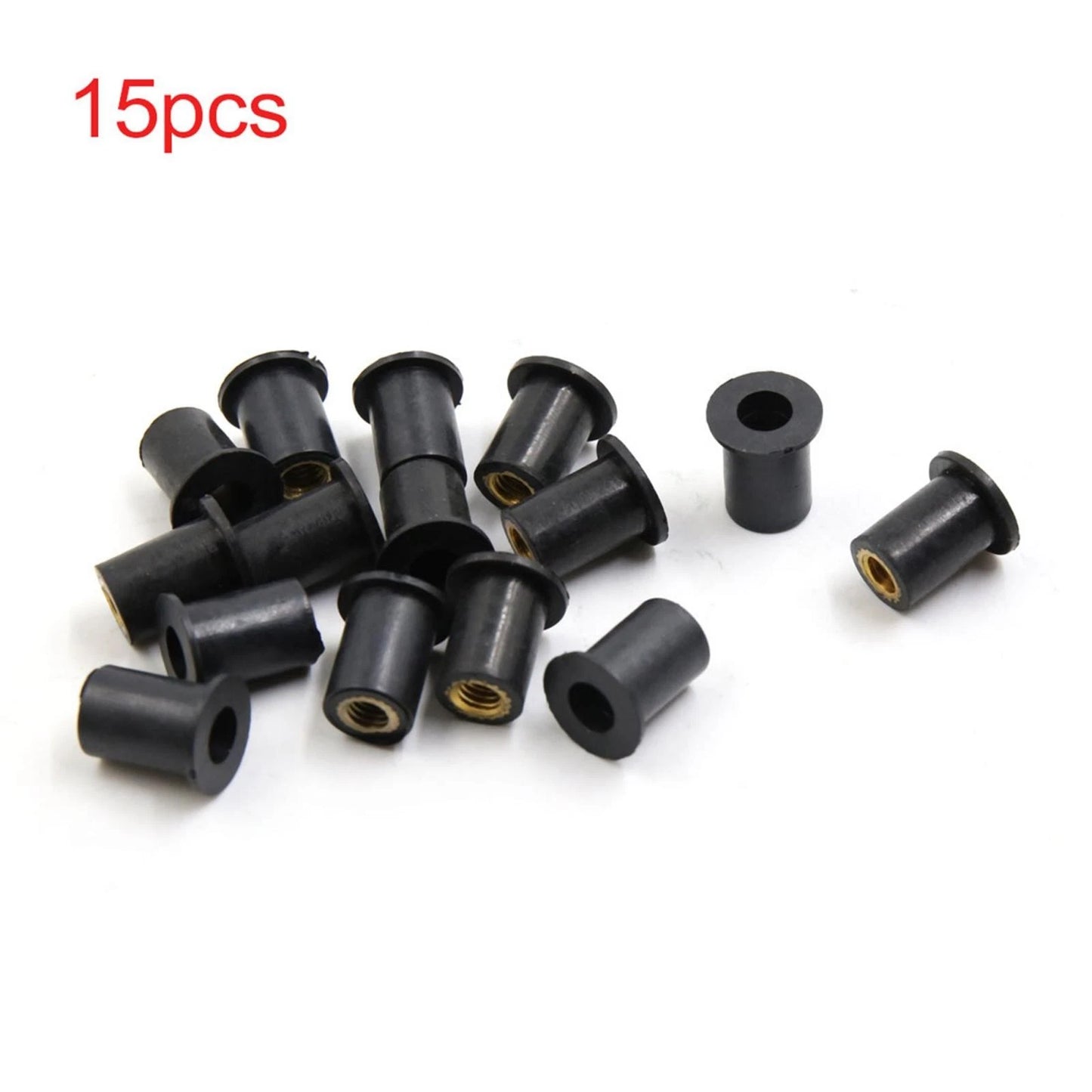 15pcs 0.2in Black Rubber M5 Windshield Fastener Well Nuts
