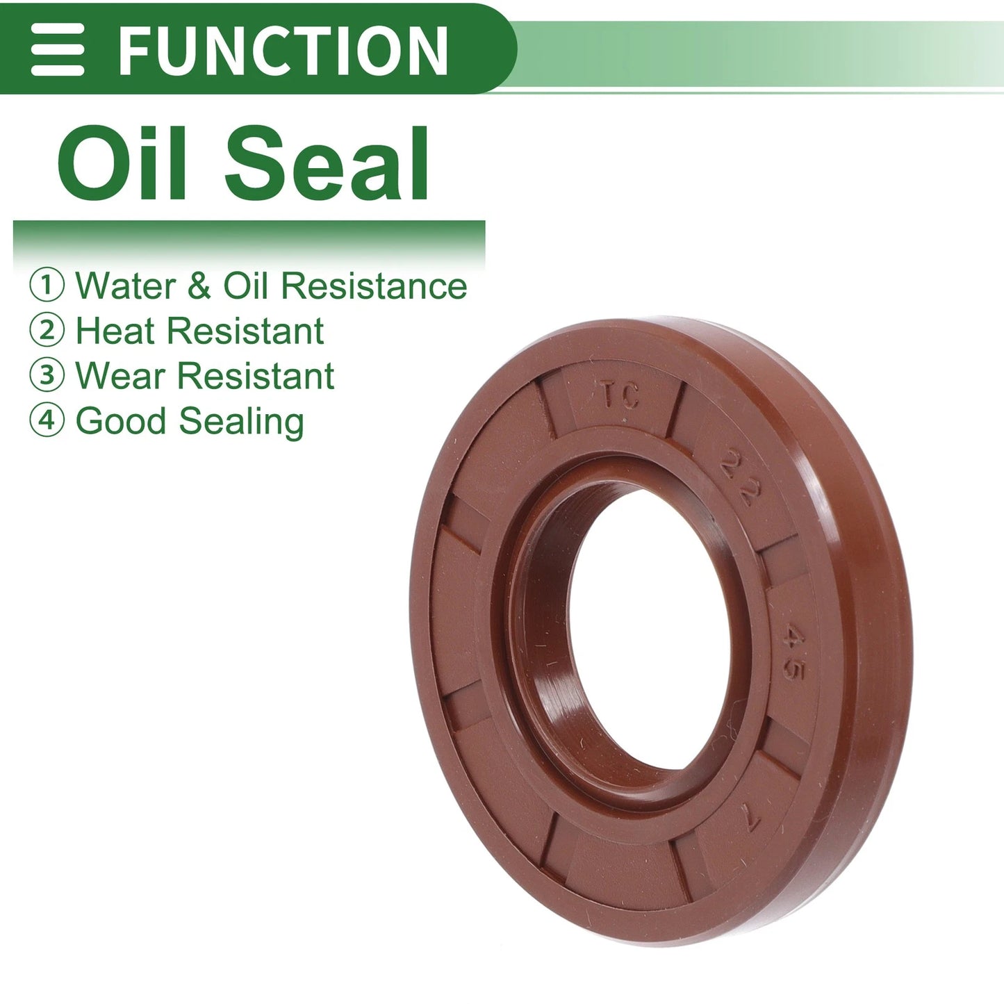 Oil Seal 22x45x7mm Rotary Shaft Seal FKM Rubber Brown 5 Pcs for Make Model