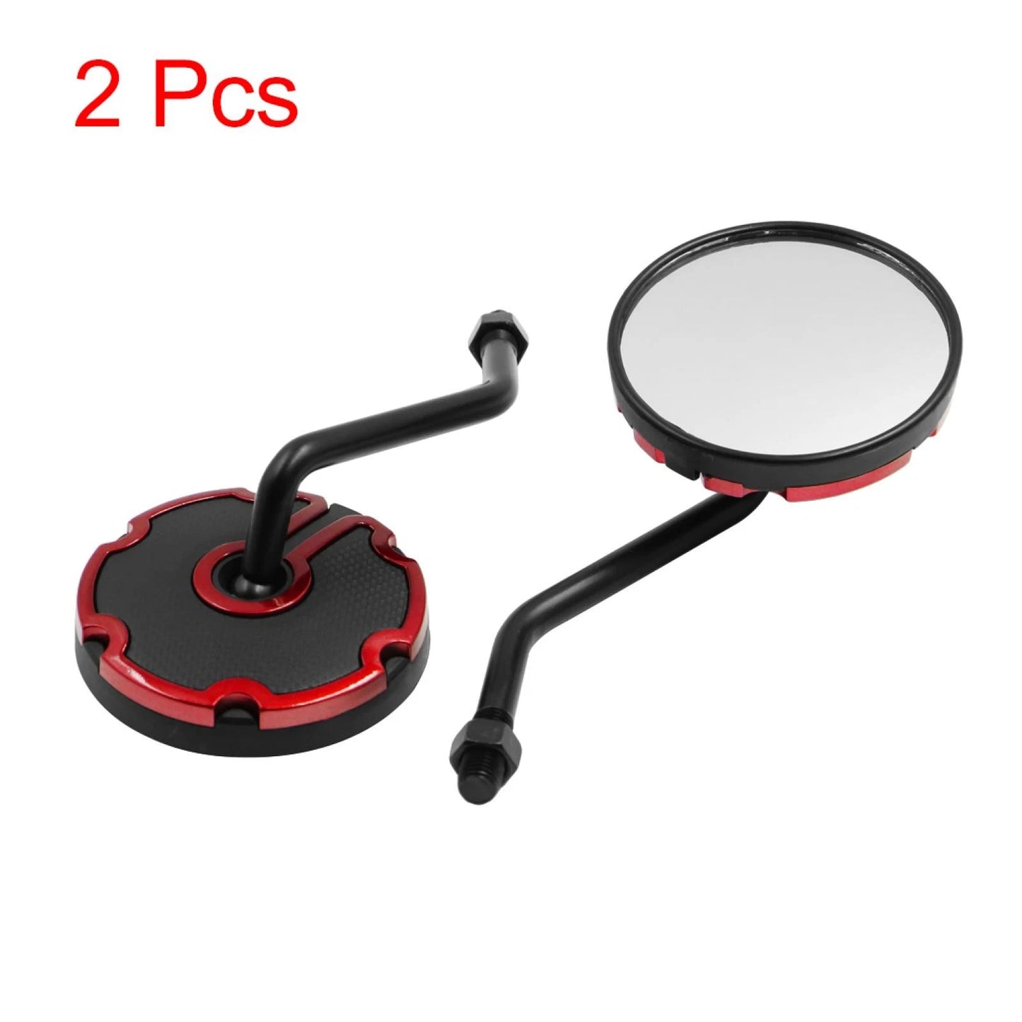 M10x1.25 2 x Universal Red Black Rearview Side Mirrors for Motorcycle