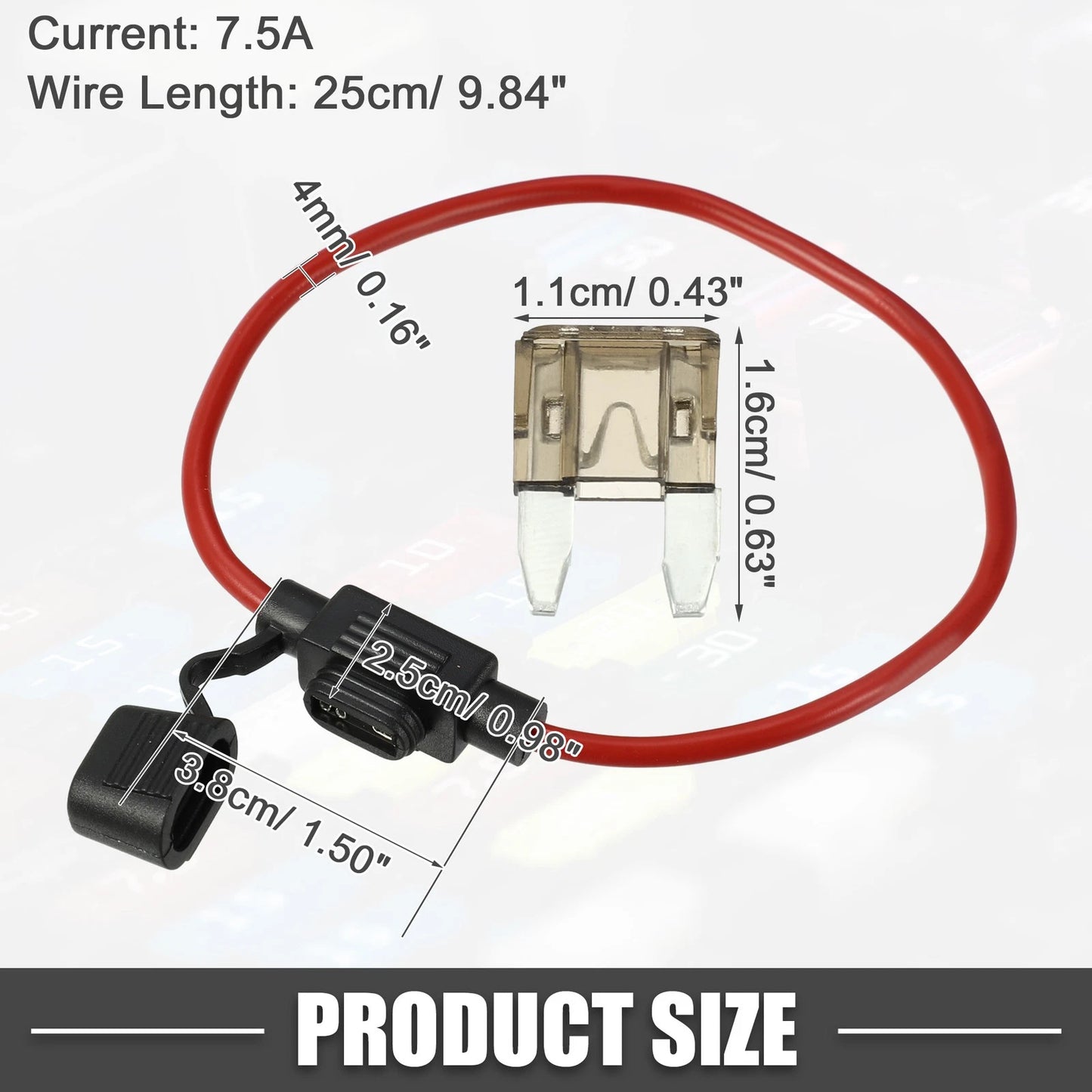 7.5A Mini Blade Style Fuse Set for Car 12 AWG Fuse Holder