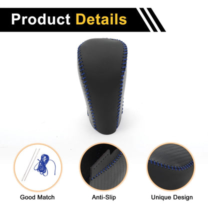 Car Gear Shift Knob Cover 1 Pc for Honda Civic (2016-2021) Black Blue Faux Leather