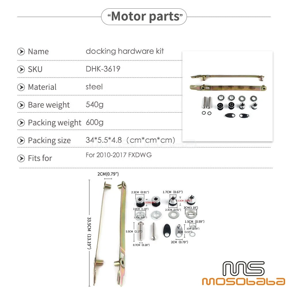 Rear Sissy Bar Docking Mounts for Harley Dyna Wide Glide FXDWG (2010-2017)