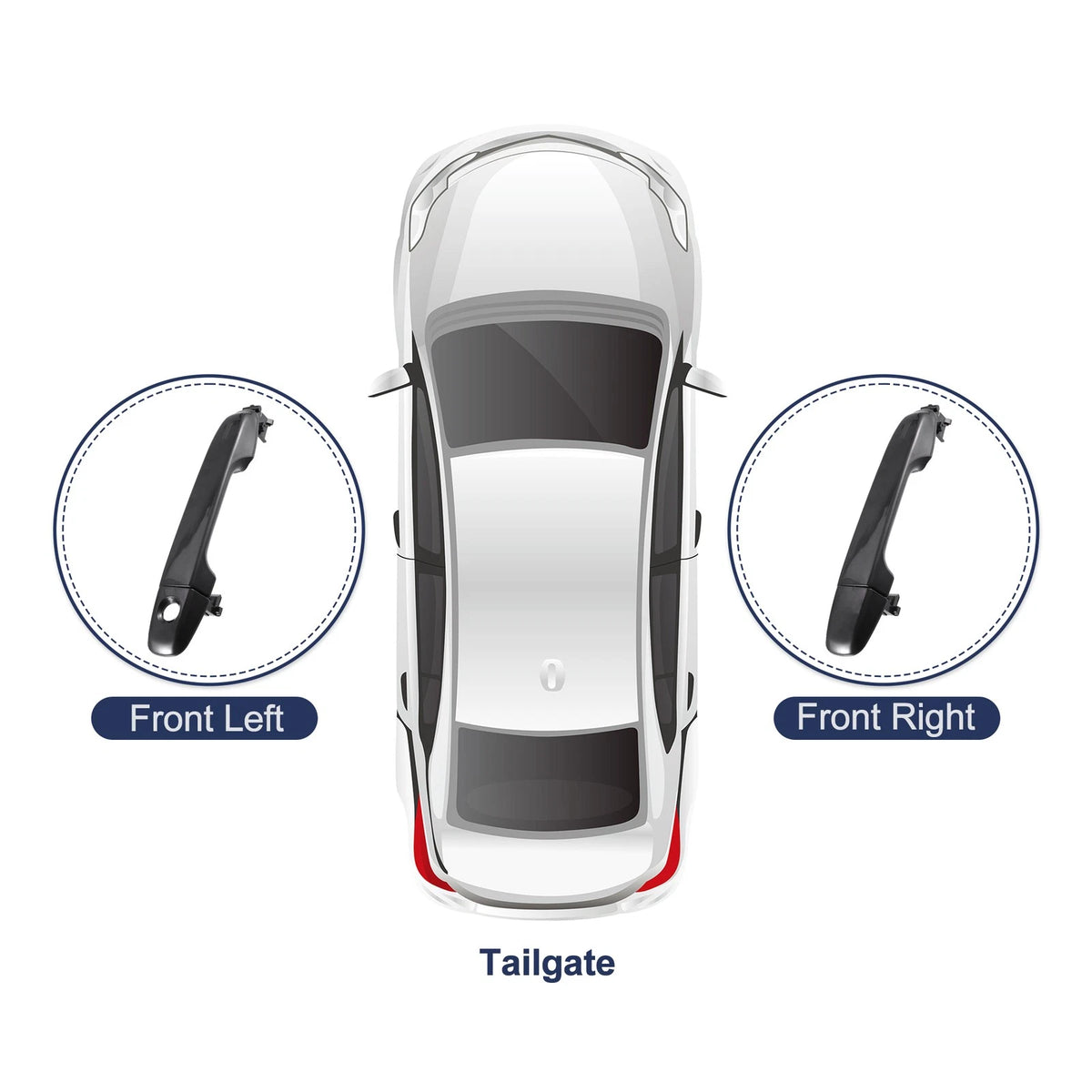 2 x Front Left Right Exterior Door Handles for Toyota Camry (2007-2011)