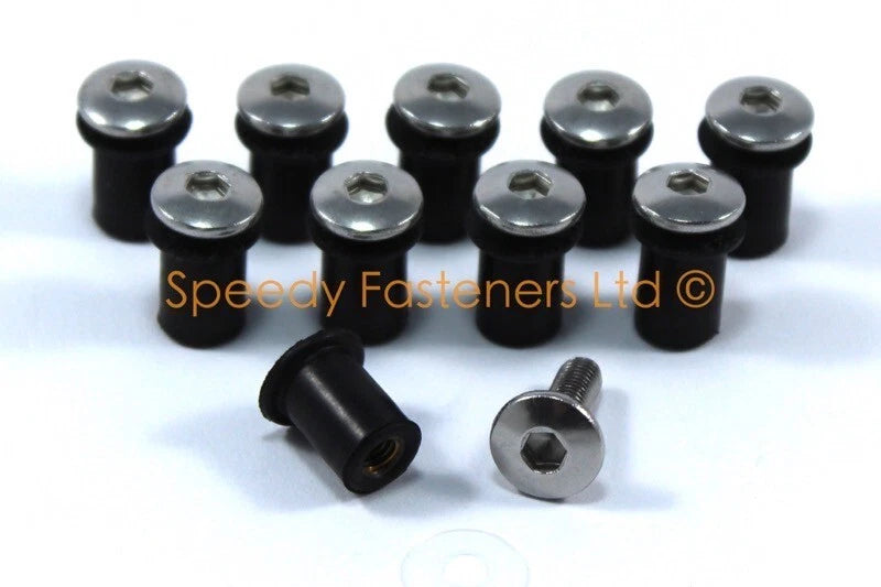 m5 Rubber Well Nuts for Kawasaki Fairing & Screen Pack of 10