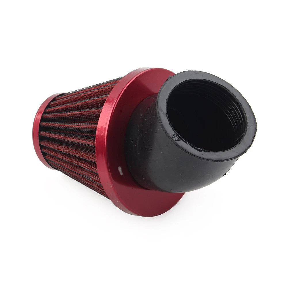 48mm Air Intake Filter Cleaner for Motorcycle - Rubber Bend Inlet, Stainless Steel Mesh