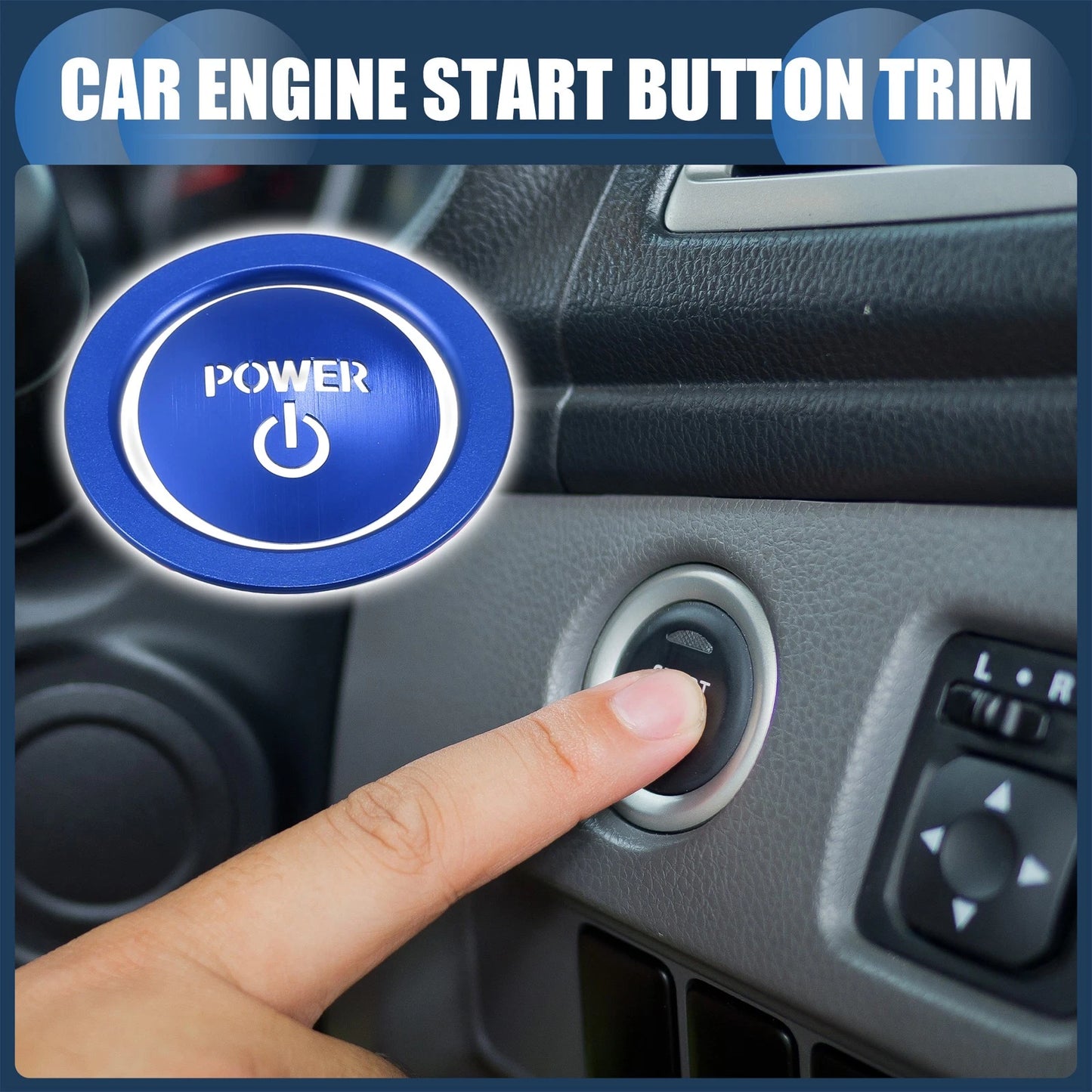 Engine Start Stop Button Cover / 1 Set / Ignition Button Trim for Toyota Blue
