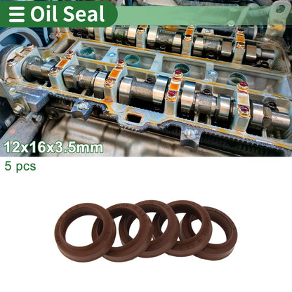 Oil Seal 5 Pcs Seal Ring Shaft Seal FKM Rubber 12x16x3.5mm for Make Model