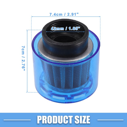 Air Filter Cleaner Straight 42mm/1.65" for Most Motorcycles Blue