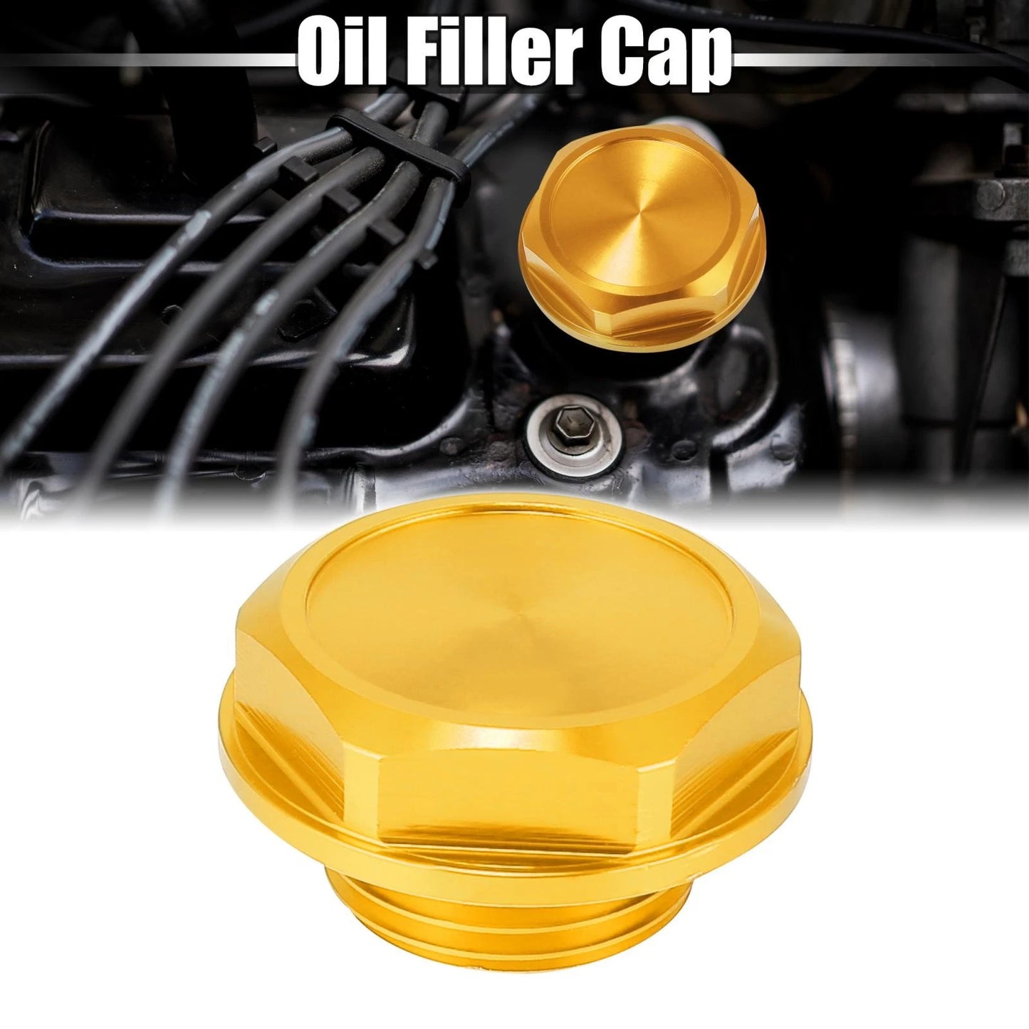 Gold Tone Aluminum Alloy Gas Engine Oil Filler Cap Plug Cover for Toyota RAV4