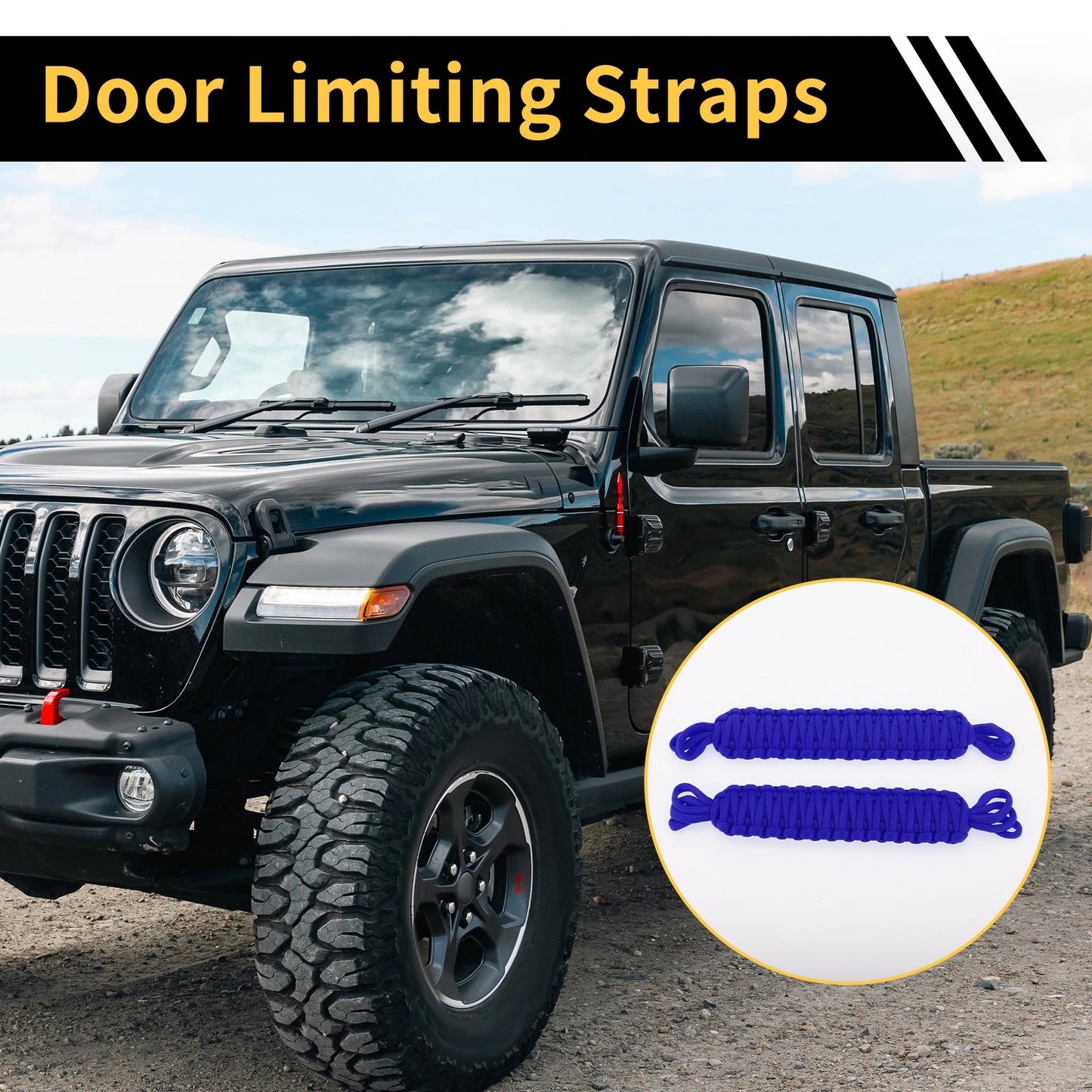 2 x Door Limiting Straps for Jeep Wrangler TJ JK JKU (2007-2018) - Blue