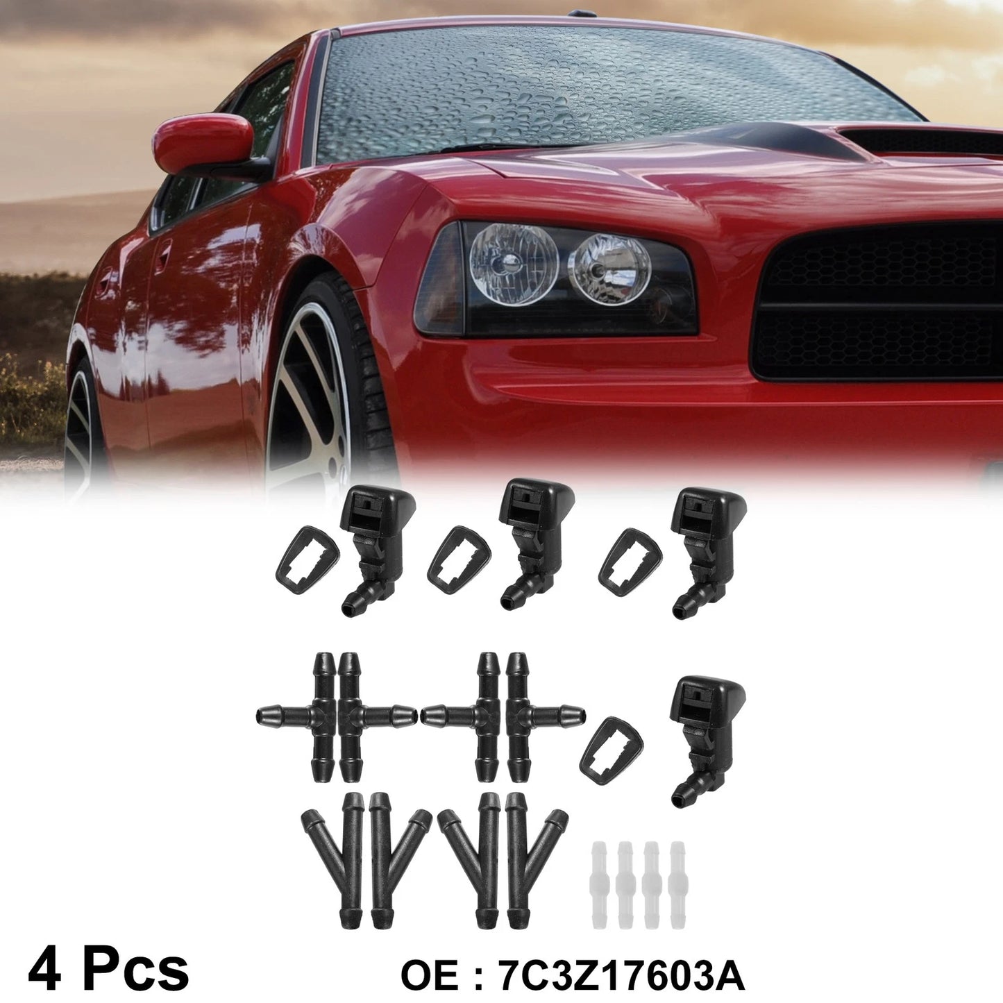 Front Windshield Wiper Nozzles Kit for Ford F-550 Super Duty (2008-2016)