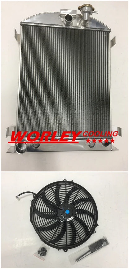 3 Core Aluminum Radiator & Fan for 1932 Ford (1932)