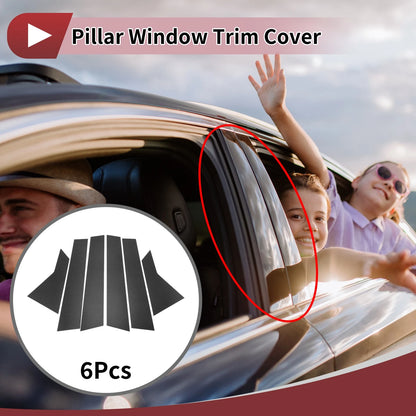 6 Pcs Door Pillar Window Trim for Honda Civic Sedan (2016-2021) Black Carbon Fiber