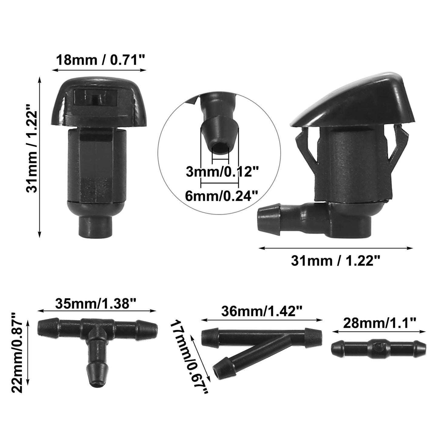 Windshield Washer Nozzle 2.5m Hose Kit for GMC Acadia (2011 - 2012)
