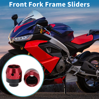 2 x Front Fork Frame Sliders Aluminum Alloy Red for Motorcycle