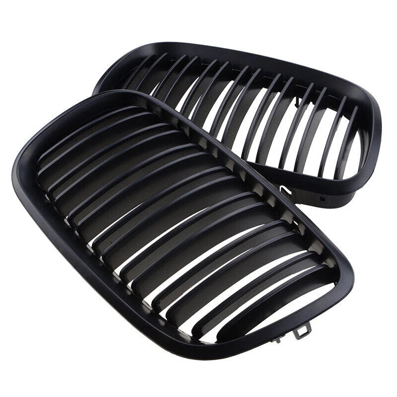 2 x Front Kidney Grilles Matte Black for BMW E70 E71 X5 X6 (2007-2013)