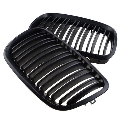 2 x Front Kidney Grilles Matte Black for BMW E70 E71 X5 X6 (2007-2013)