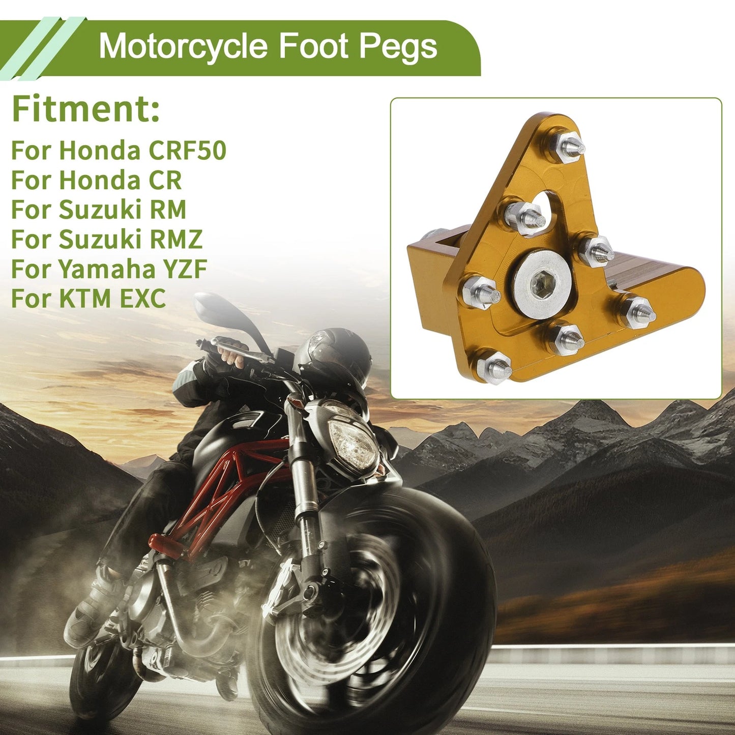 Motorcycle Foot Pegs for Honda CRF50 Footrests Gold Tone (2004-2023)