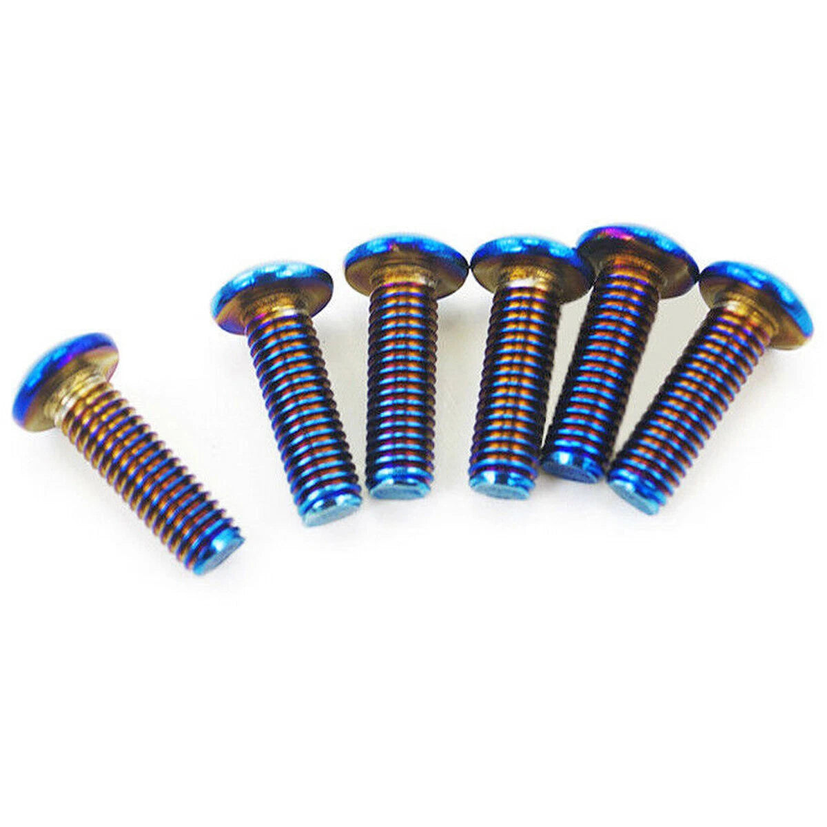 6 x Pan Head Burnt Titanium Blue Steering Wheel Bolts for Boss Kit