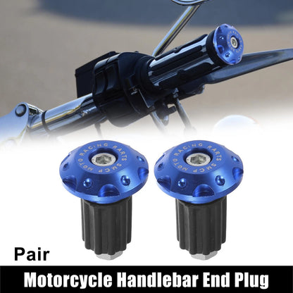Pair 7/8\" 22mm Hand Grips End Caps Aluminum Blue for Motorcycle