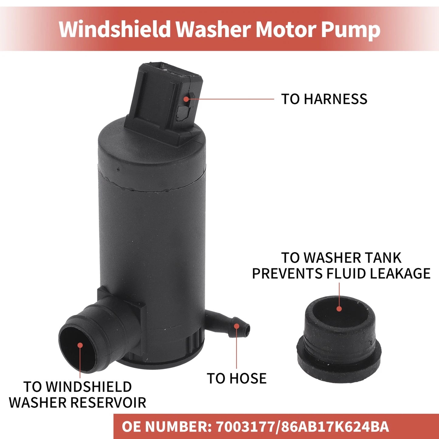 Windshield Washer Pump w/Grommet for Ford Transit (2015-2023)